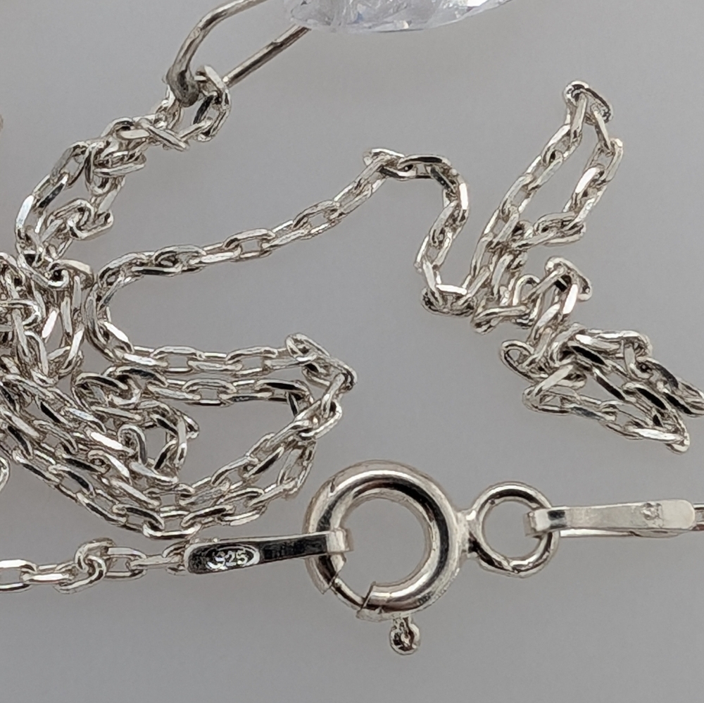 Sterling Silver Chain w/ Pear Shaped CZ Pendant - Picture 5 of 6